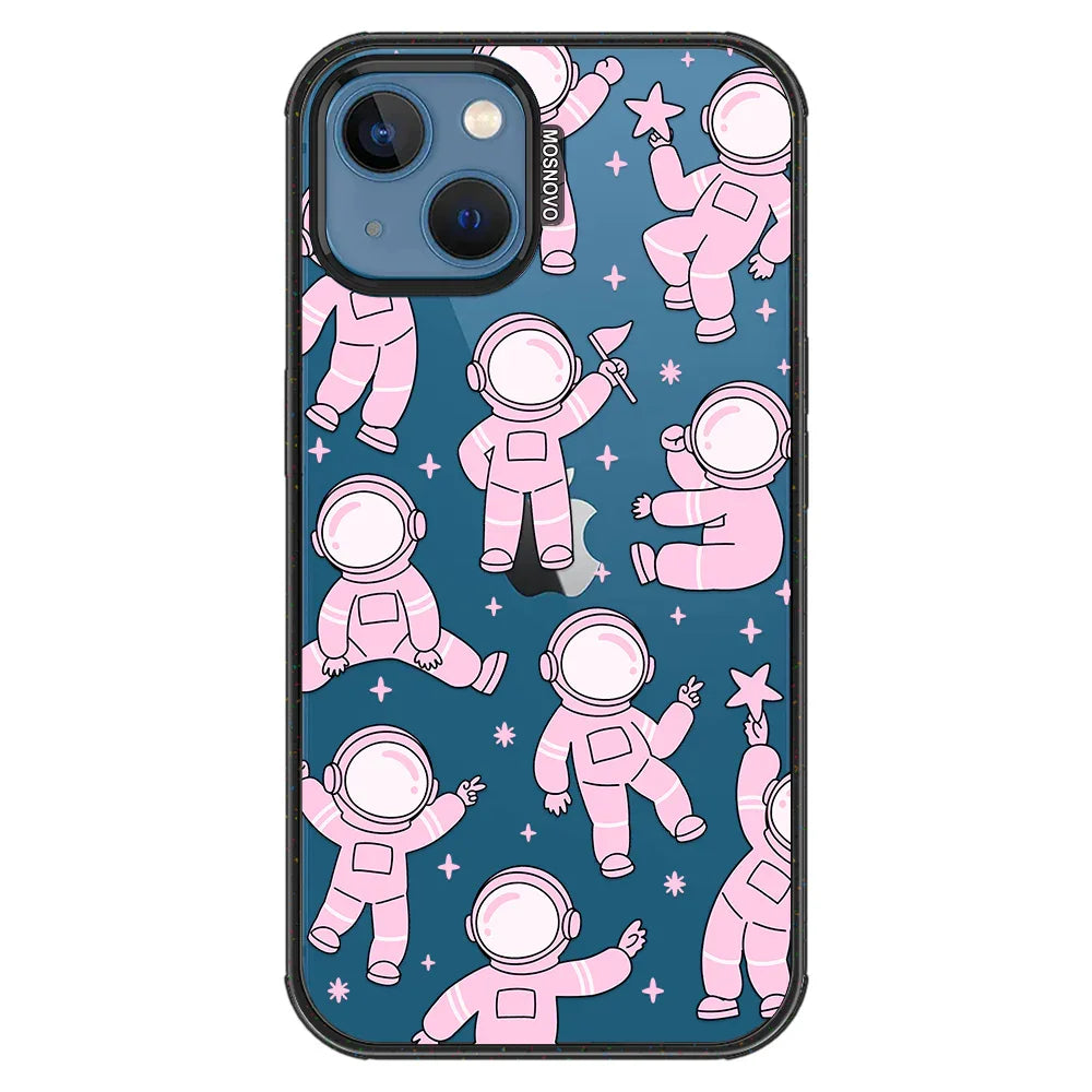 Pink Astronaut Phone Case - iPhone 13 Case Clear Black ShockStone