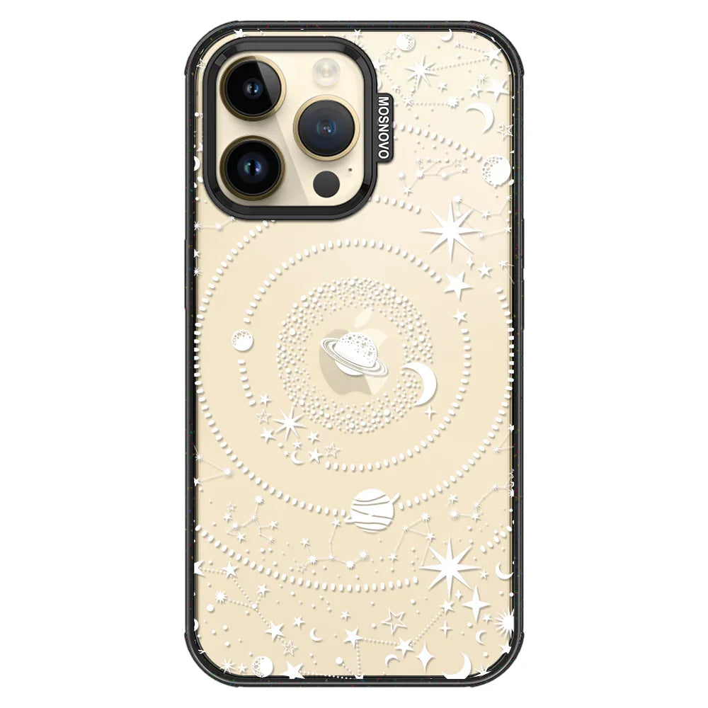 White Galaxy Phone Case - iPhone 14 Pro Max Case Clear Black ShockStone