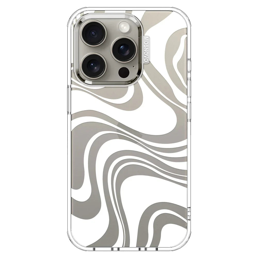 White Swirl Phone Case - iPhone 15 Pro Case Clear