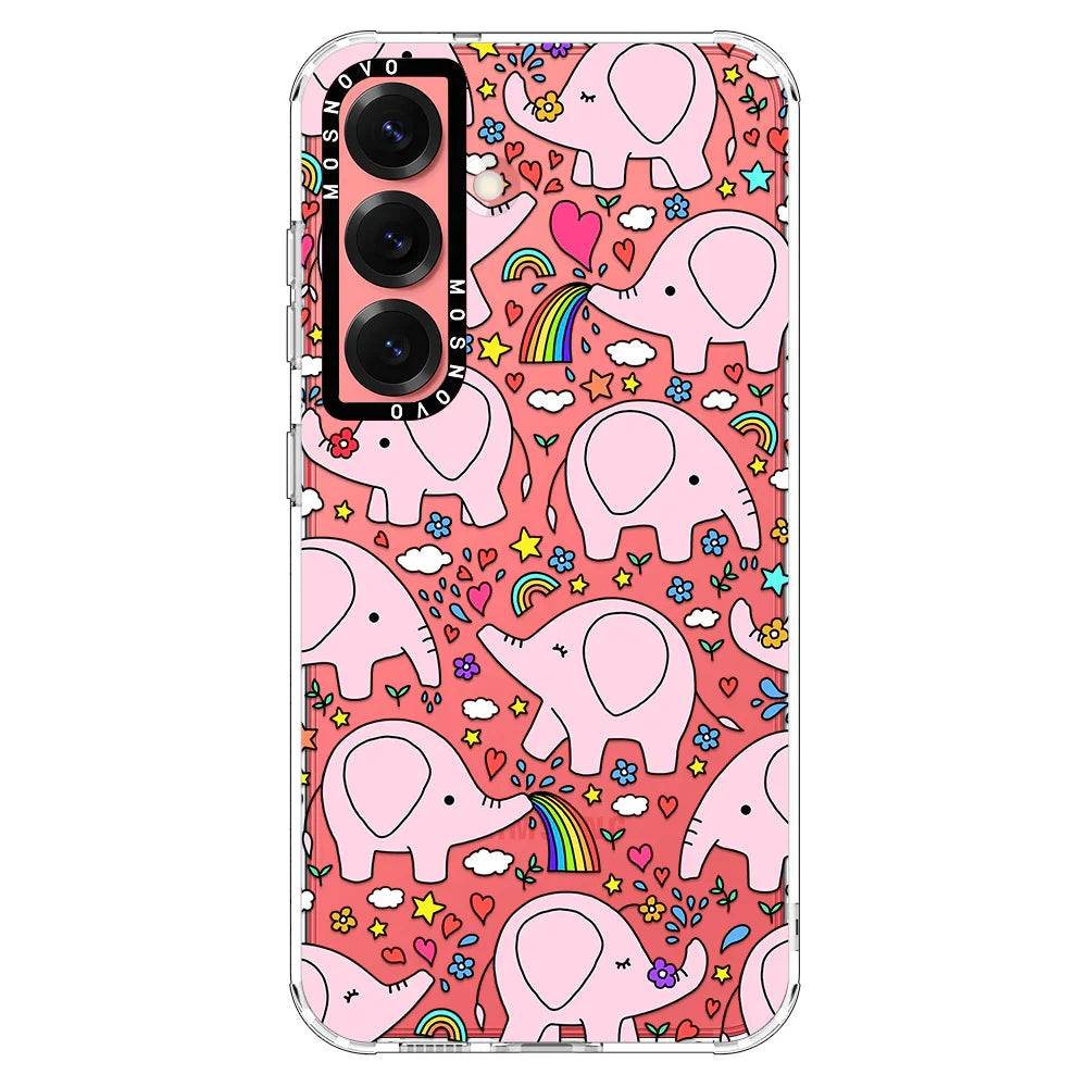 Cute Pink Elephant Phone Case - Samsung Galaxy S25 Case