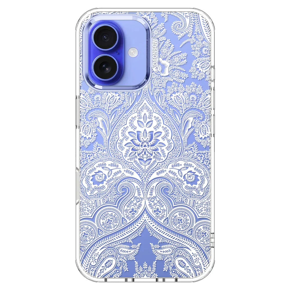 White Damask Phone Case - iPhone 16 Plus Case Clear