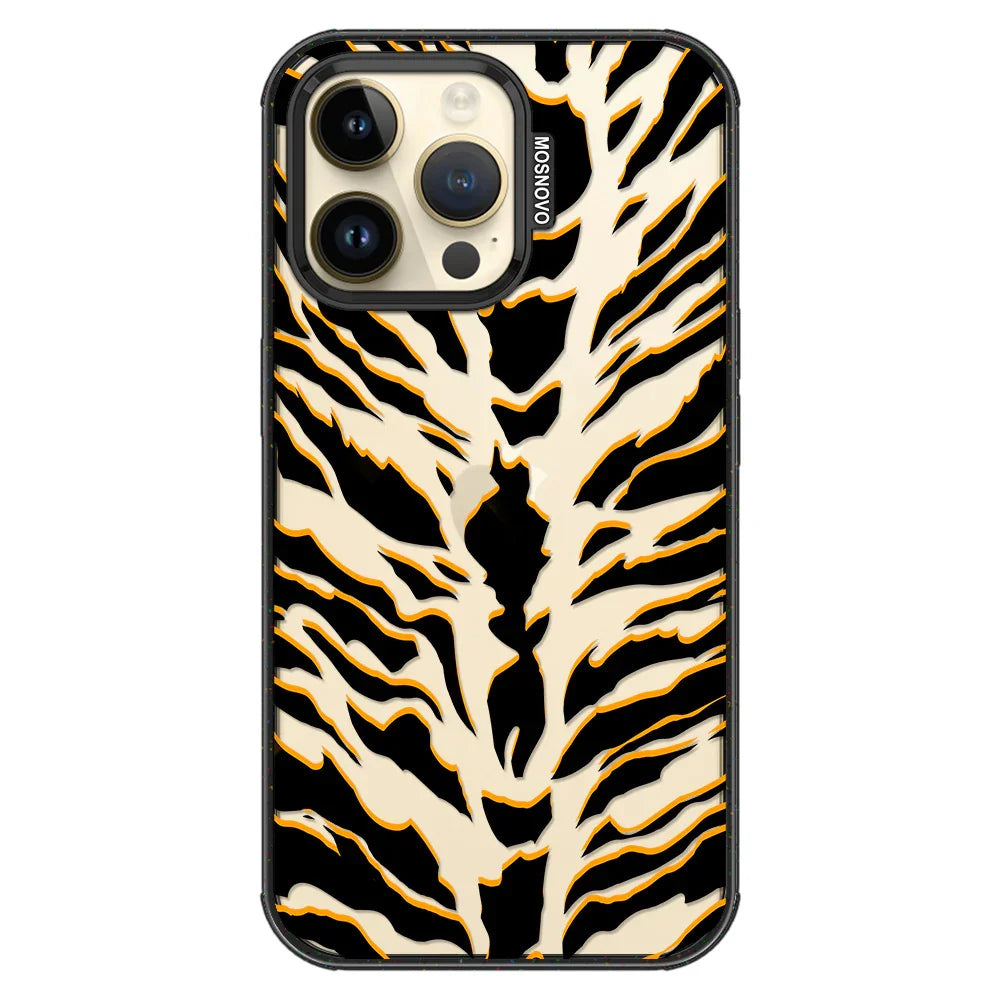 Tiger Print Phone Case - iPhone 14 Pro Max Case Clear Black ShockStone
