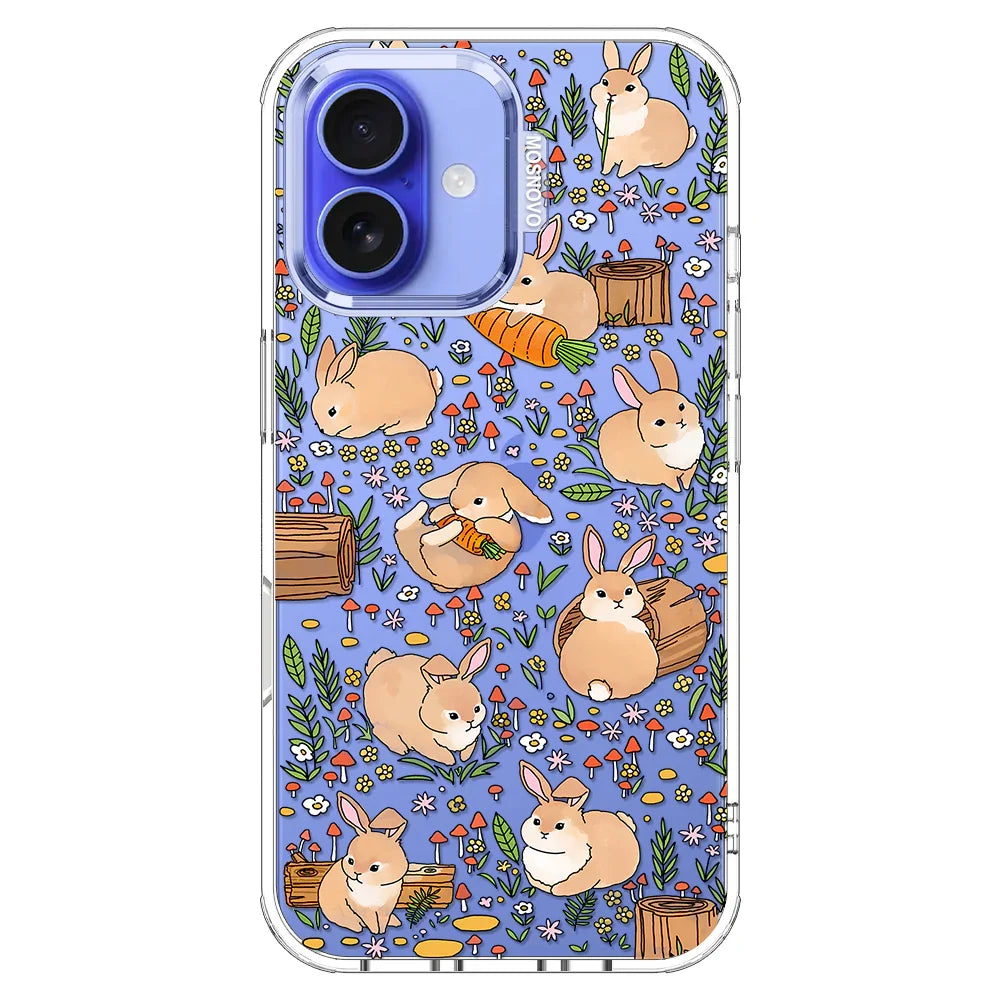 Cute Bunny Garden Phone Case - iPhone 16 Case Clear