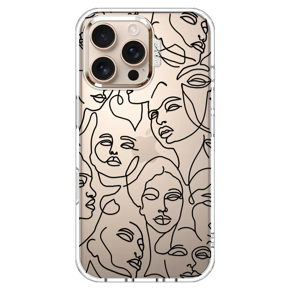Abstract Face Line Art Phone Case - iPhone 16 Pro Max Case Clear