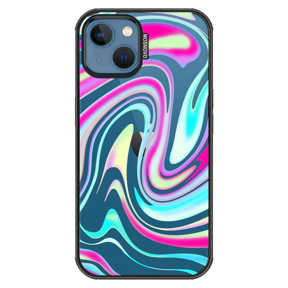 Psychedelic Swirls Phone Case - iPhone 13 Case Clear Black ShockStone