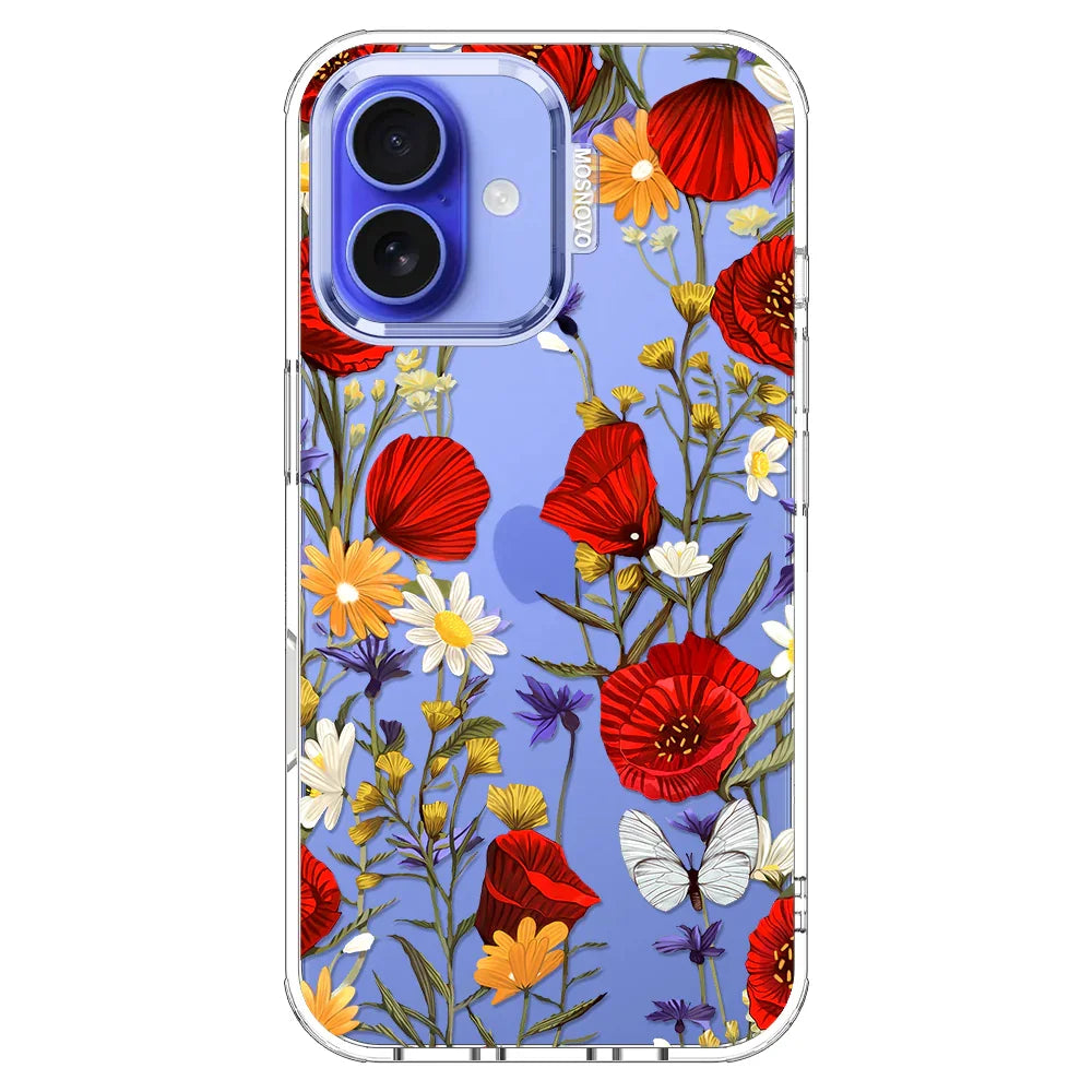 Poppy Floral Phone Case - iPhone 16 Plus Case Clear