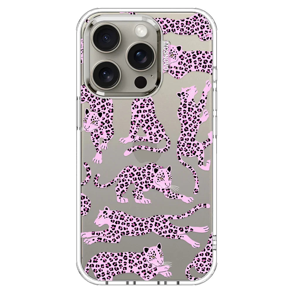 Pink Leopard Phone Case - iPhone 15 Pro Case Clear