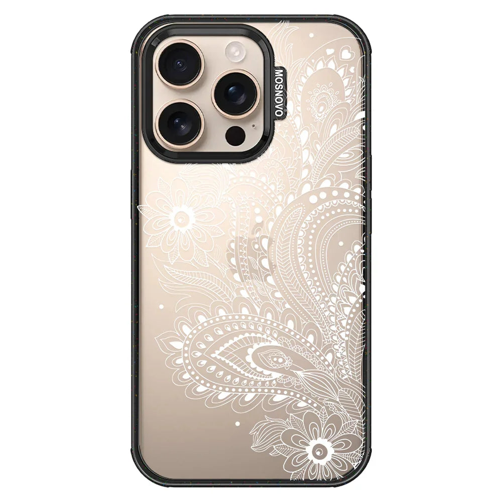 Aesthetic Flower Henna Phone Case - iPhone 16 Pro Case Clear Black ShockStone