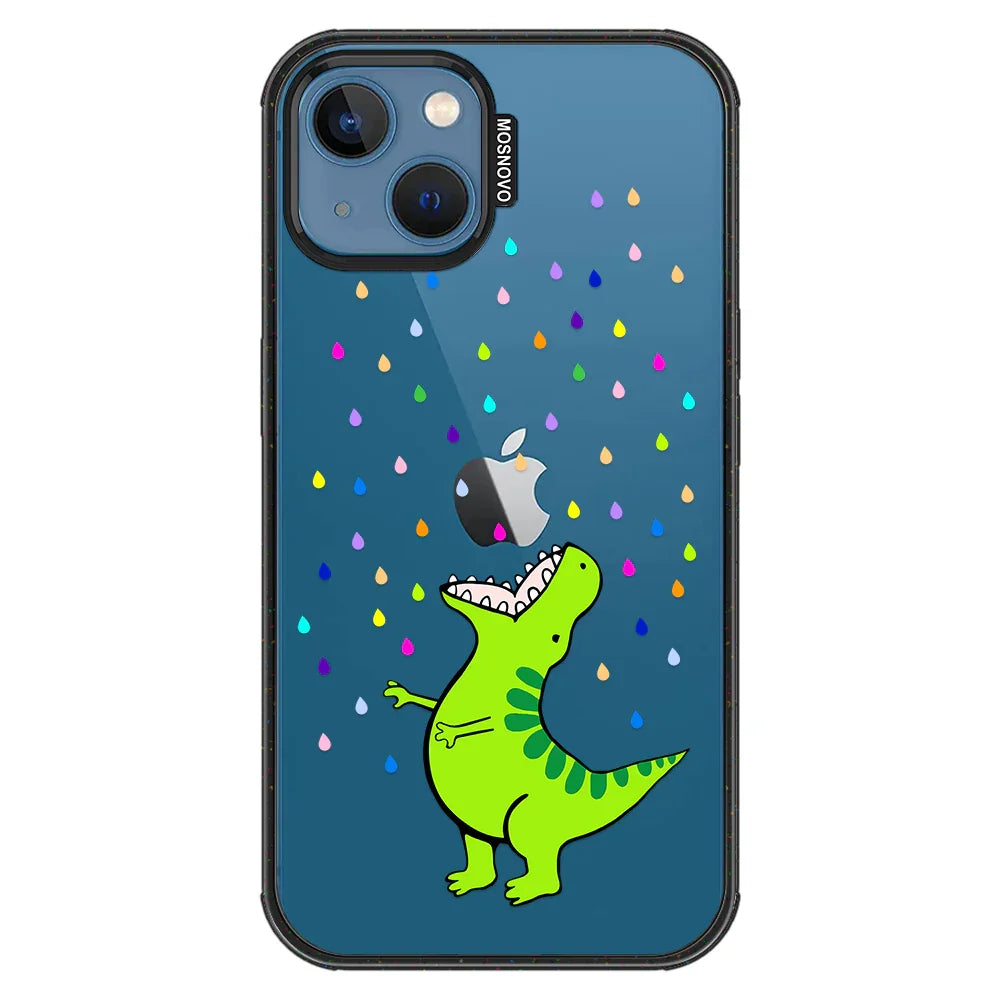 Rainbow Dinosaur Phone Case - iPhone 13 Case Clear Black ShockStone