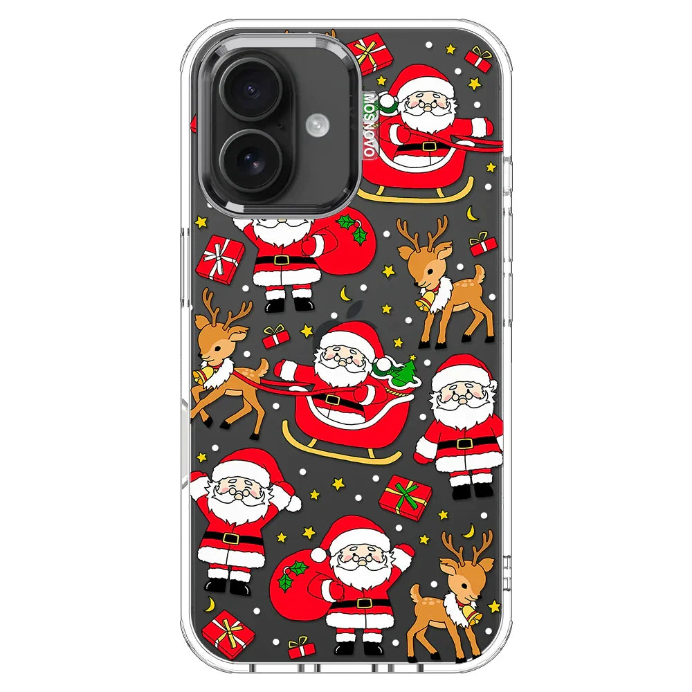 Cute Santa Claus Deer Phone Case - iPhone 16 Case Clear