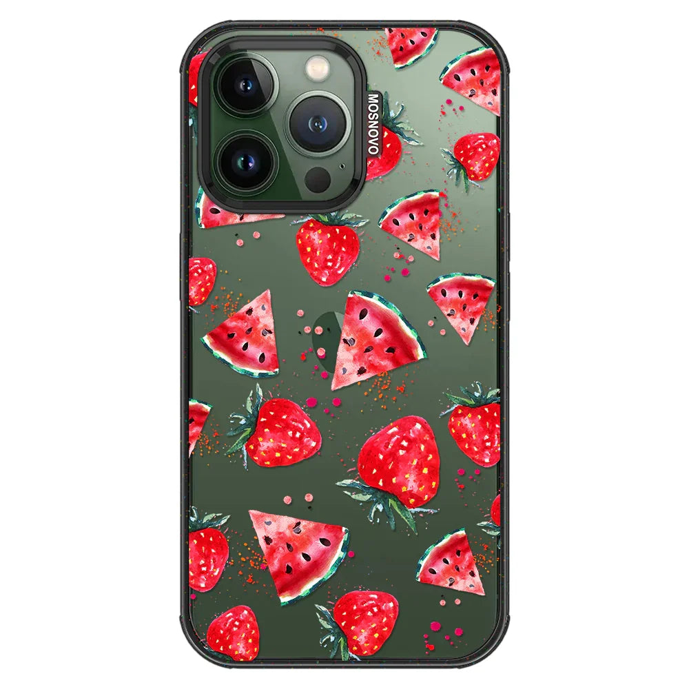 Watermelon Strawberry Phone Case - iPhone 13 Pro Case Clear Black ShockStone