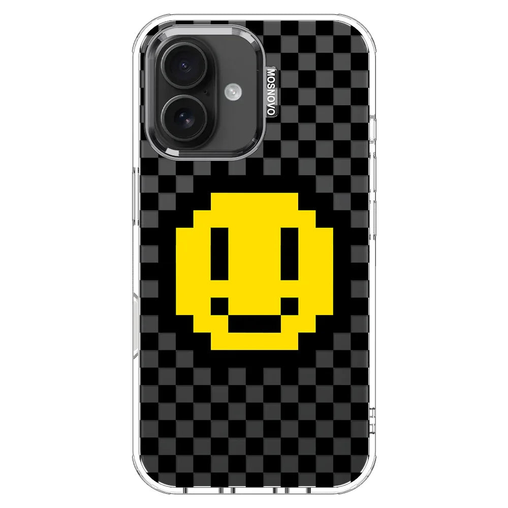 Smile Checkered Phone Case - iPhone 16 Case Clear