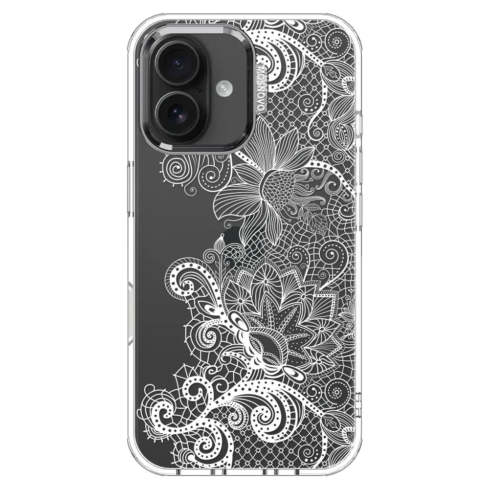 Lacy White Flower Phone Case - iPhone 16 Case Clear
