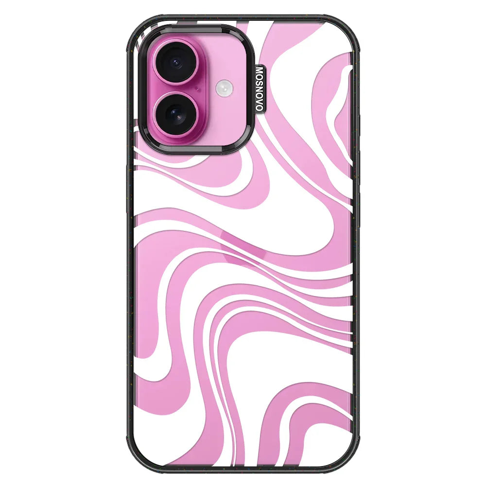 White Swirl Phone Case - iPhone 16 Case Clear Black ShockStone