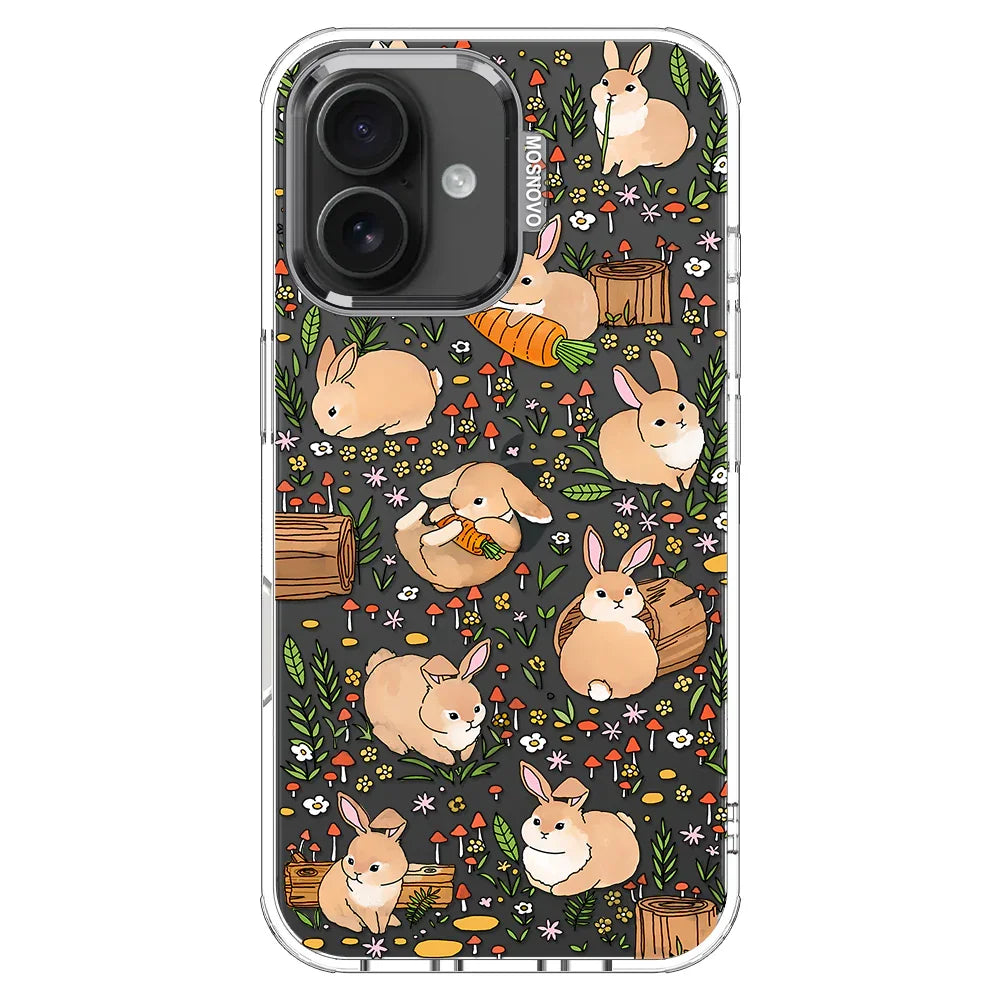 Cute Bunny Garden Phone Case - iPhone 16 Case Clear