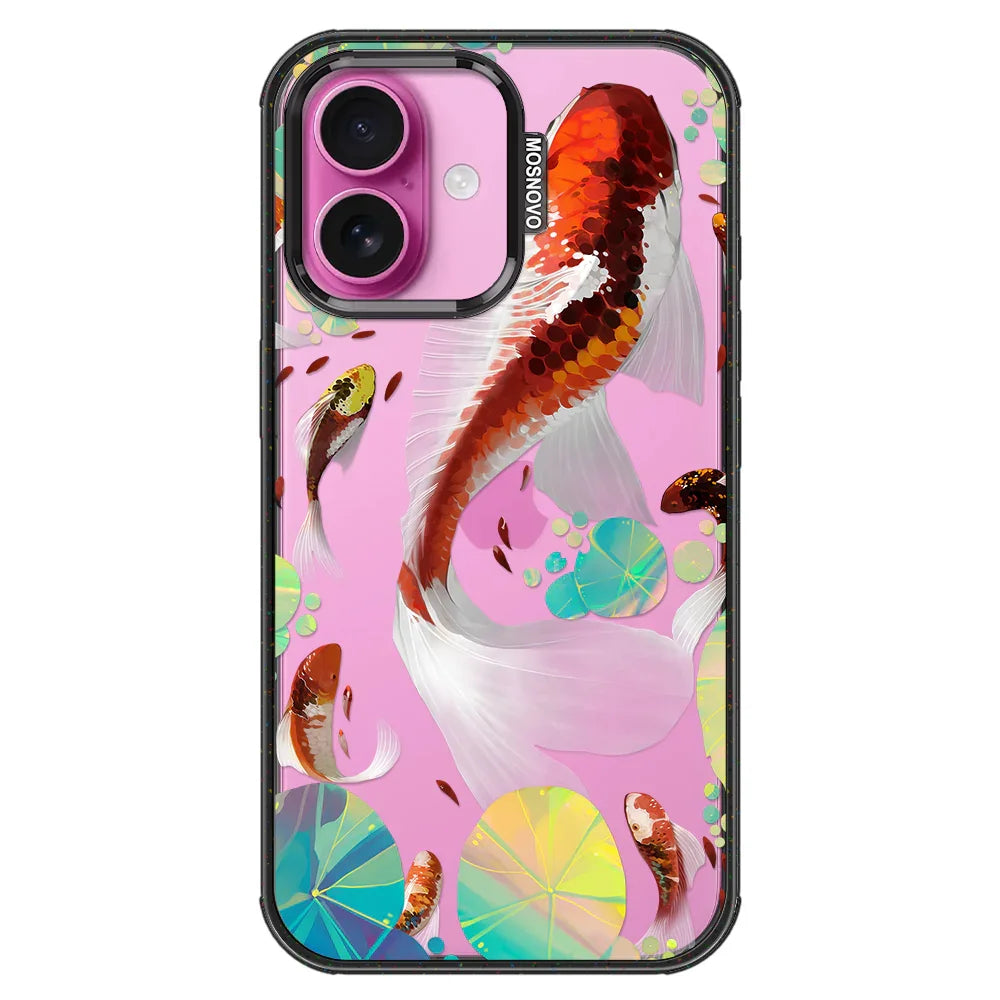 Koi Art Phone Case - iPhone 16 Case Clear Black ShockStone