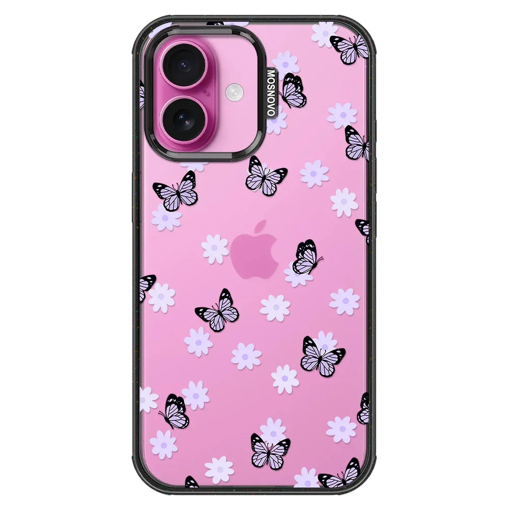Lilac Butterfly Phone Case - iPhone 16 Case Clear Black ShockStone