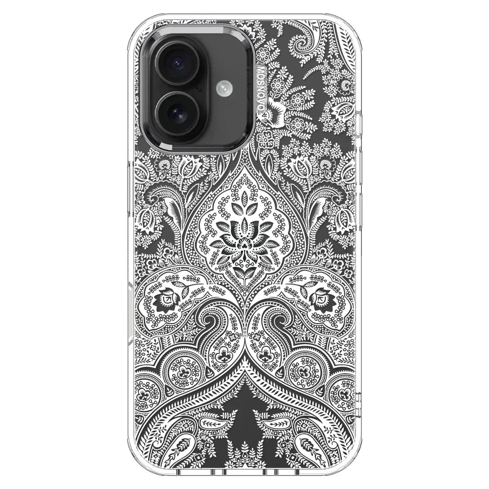 White Damask Phone Case - iPhone 16 Plus Case Clear