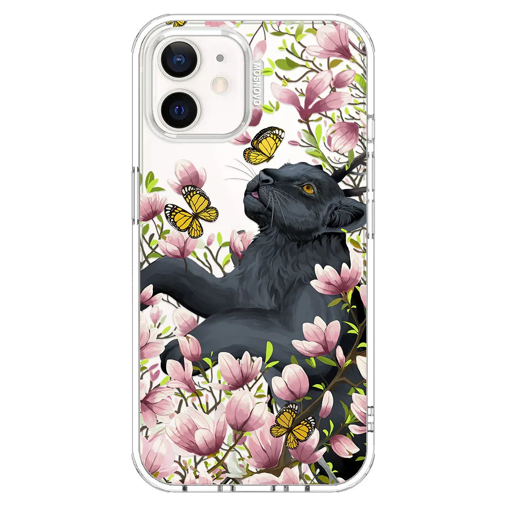 Black Leopard Garden Phone Case - iPhone 12 Case Clear