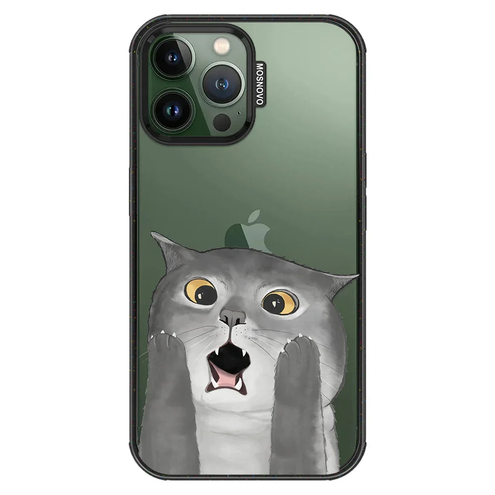 OMG Cat Phone Case - iPhone 13 Pro Max Case Clear Black ShockStone