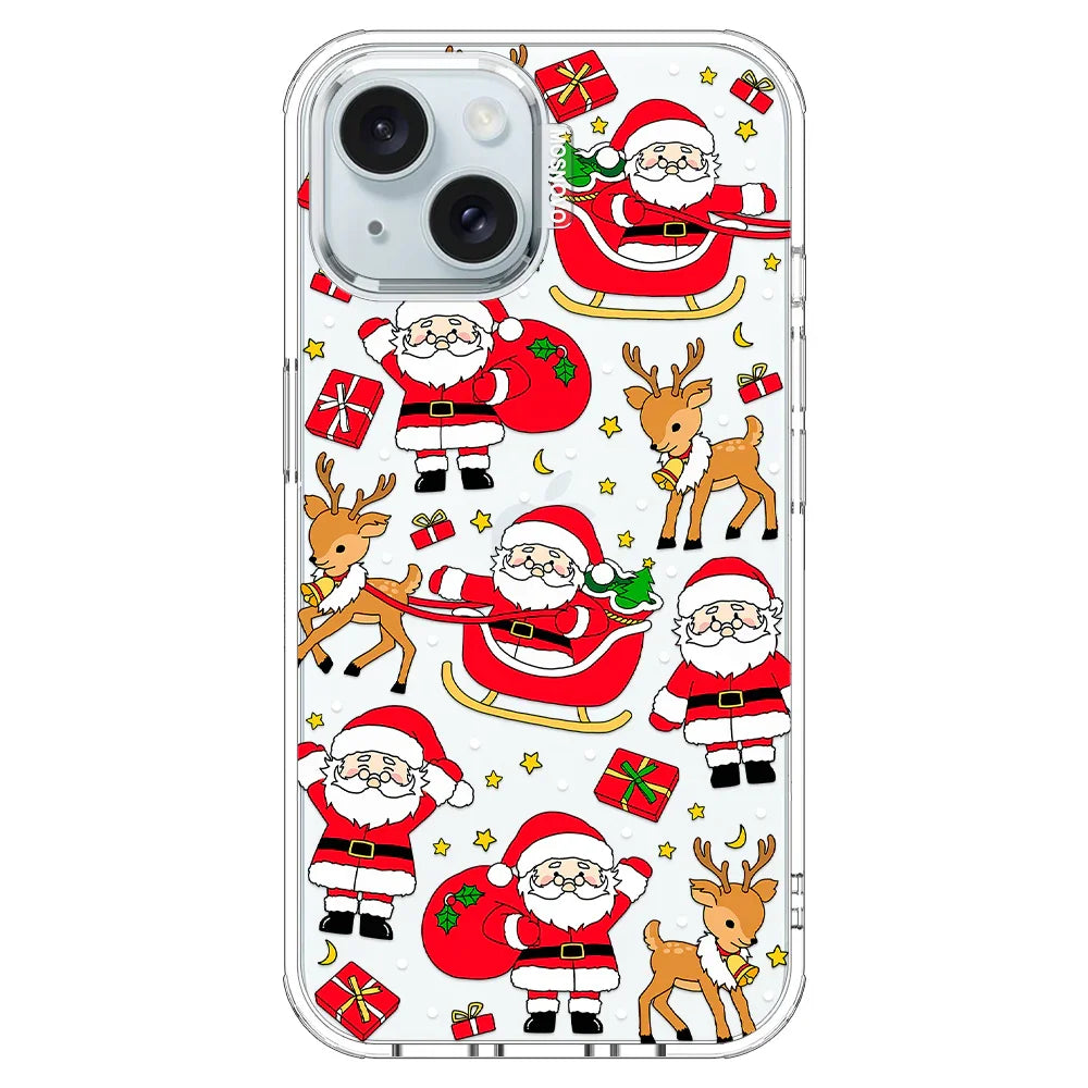 Cute Santa Claus Deer Phone Case - iPhone 15 Plus Case Clear