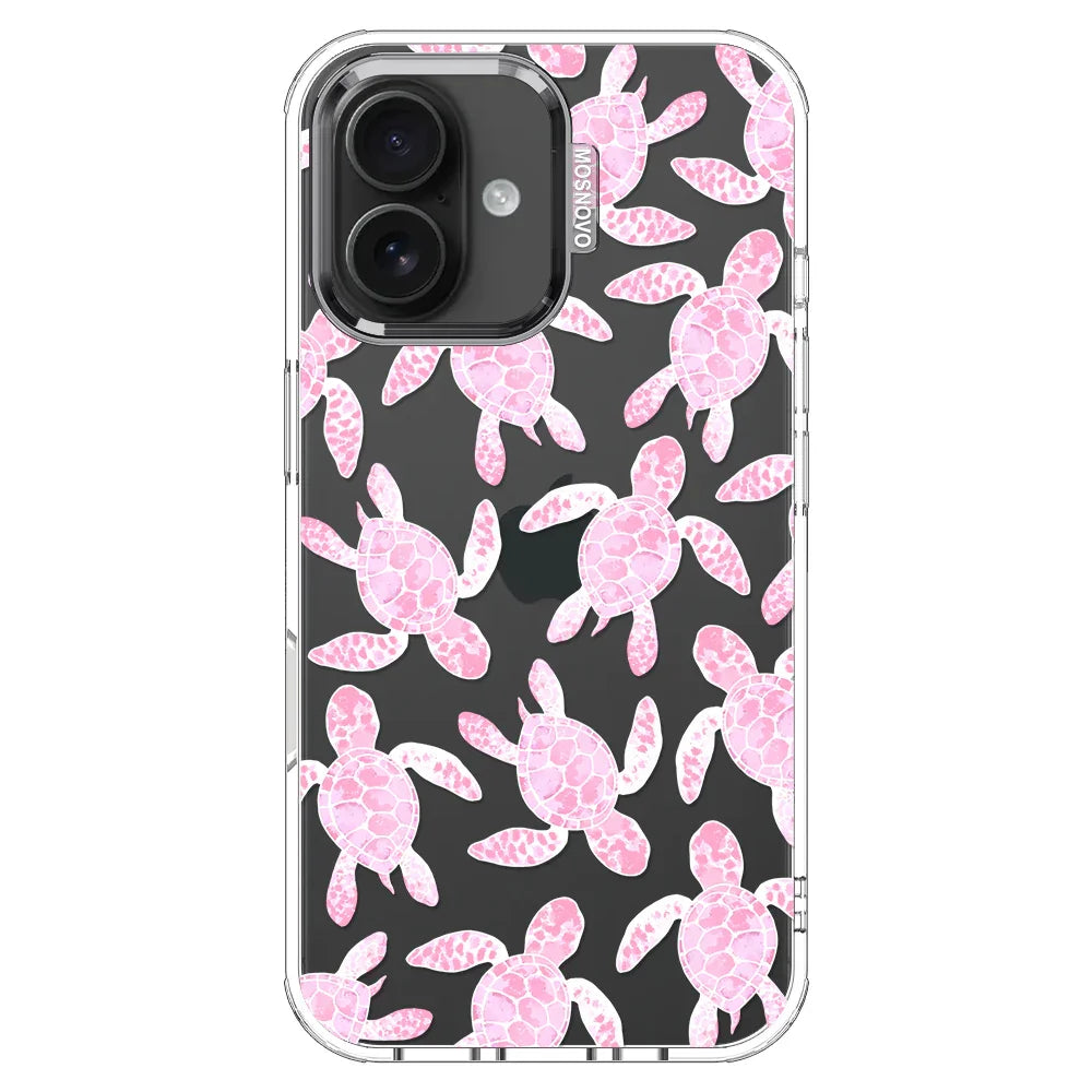 Pink Turtle Phone Case - iPhone 16 Plus Case Clear