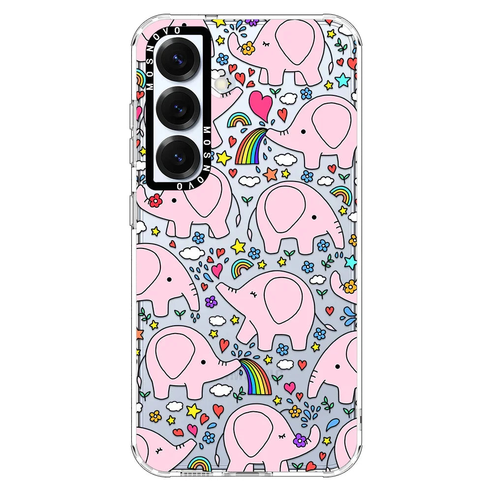 Cute Pink Elephant Phone Case - Samsung Galaxy S25 Case