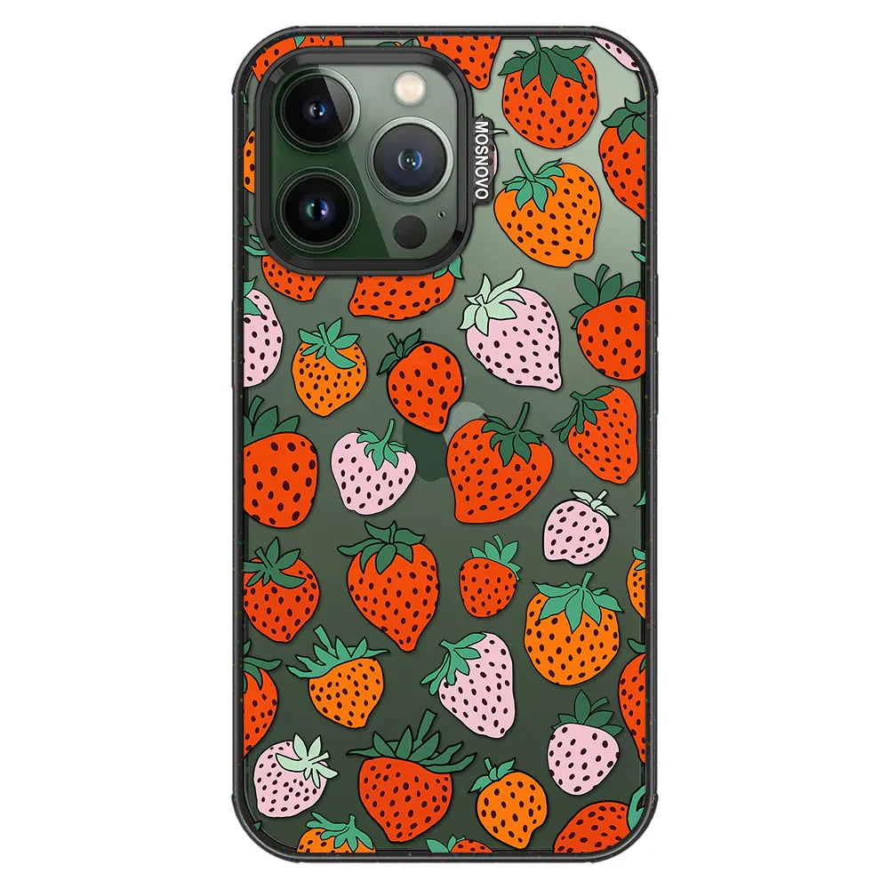 Cute Strawberry Phone Case - iPhone 13 Pro Case Clear Black ShockStone
