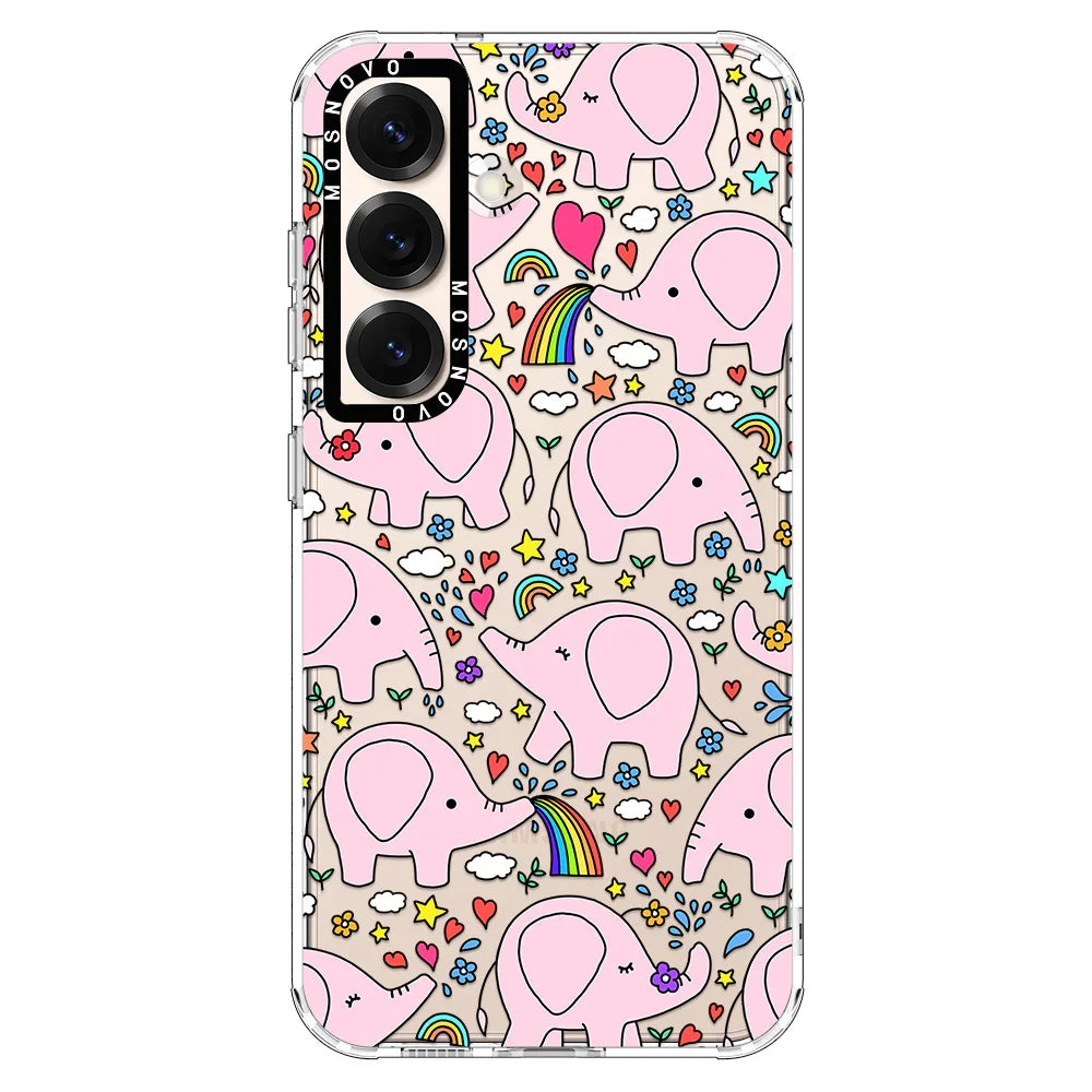 Cute Pink Elephant Phone Case - Samsung Galaxy S25 Case