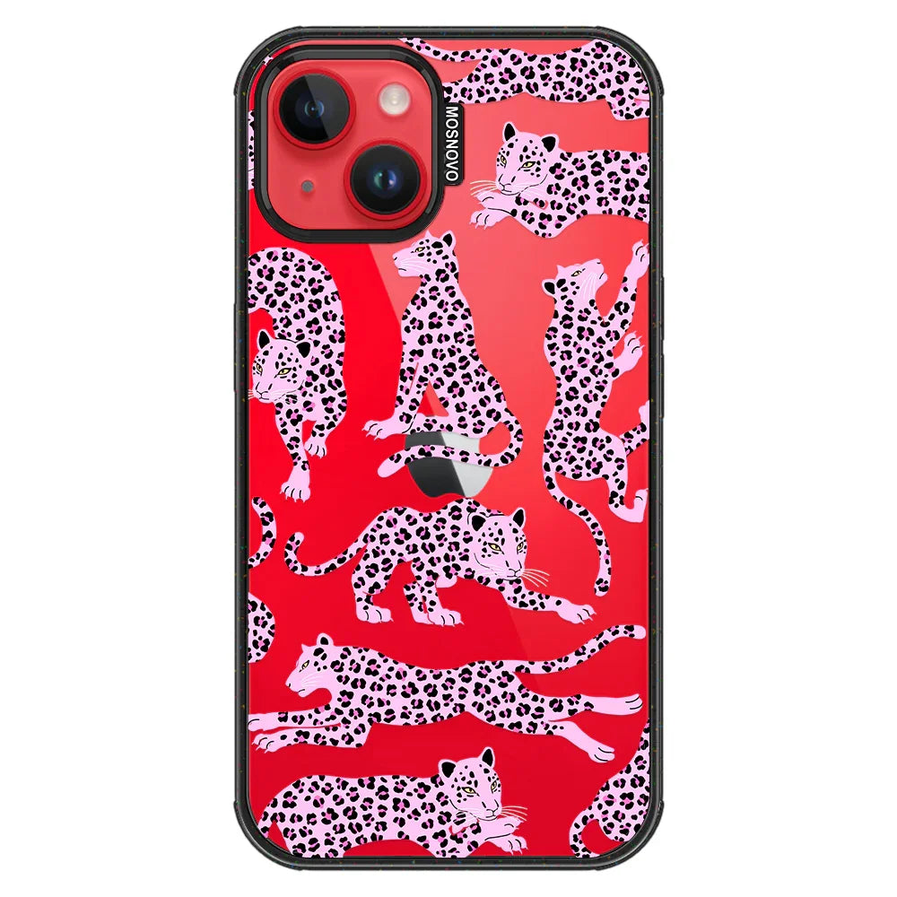 Pink Leopard Phone Case - iPhone 14 Case Clear Black ShockStone
