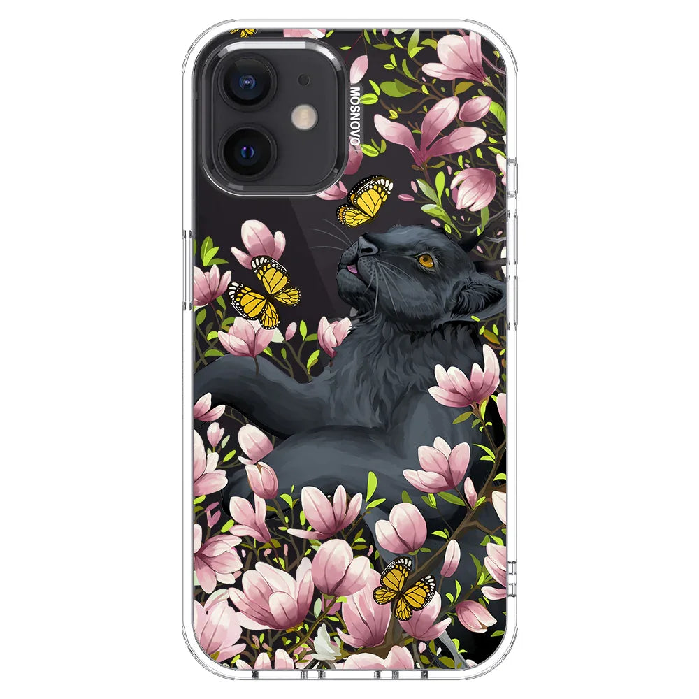 Black Leopard Garden Phone Case - iPhone 12 Case Clear