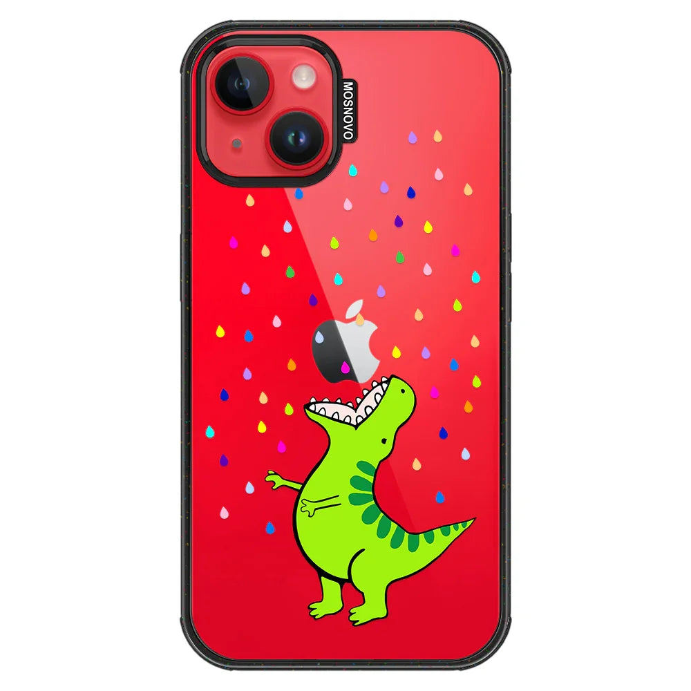 Rainbow Dinosaur Phone Case - iPhone 13 Case Clear Black ShockStone