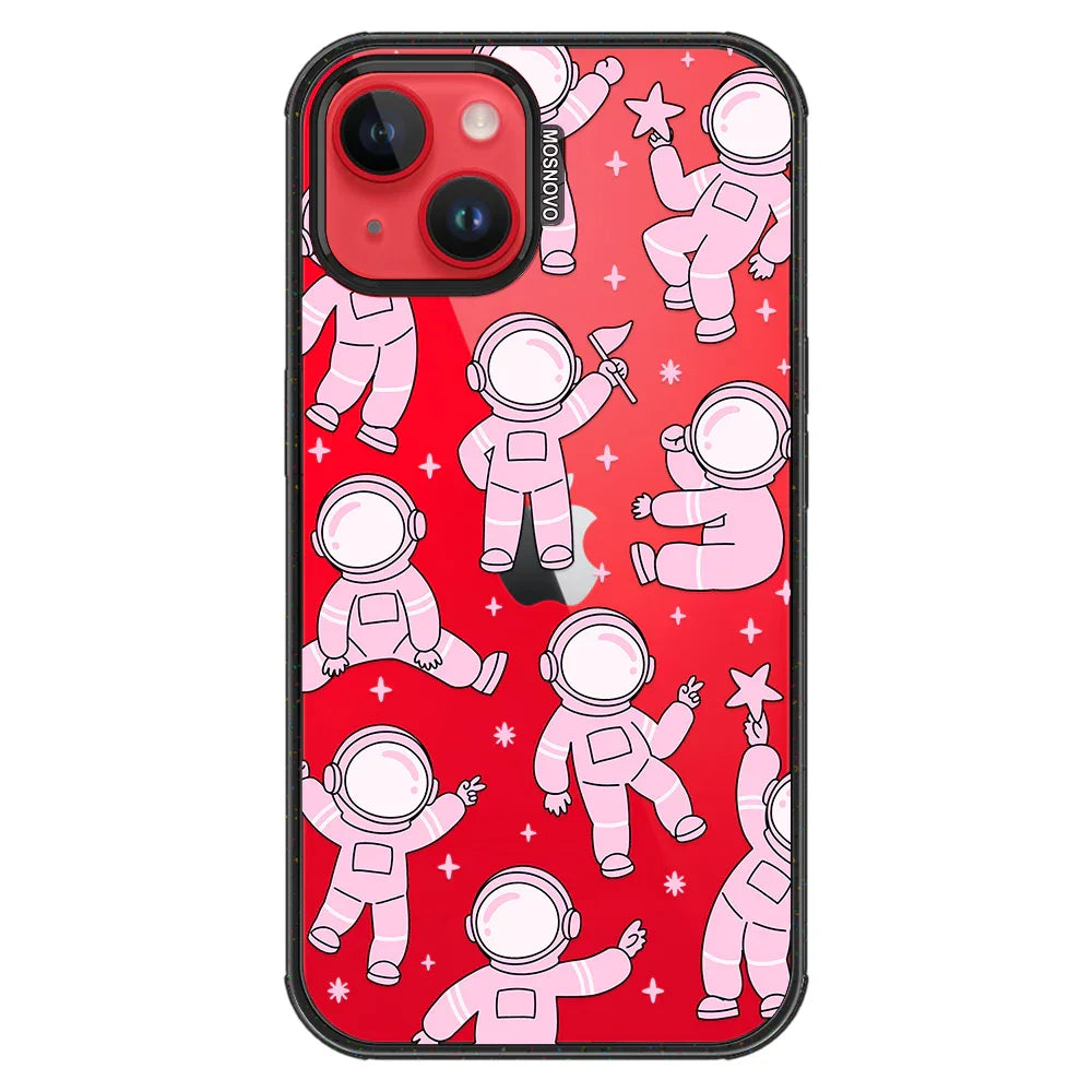 Pink Astronaut Phone Case - iPhone 13 Case Clear Black ShockStone
