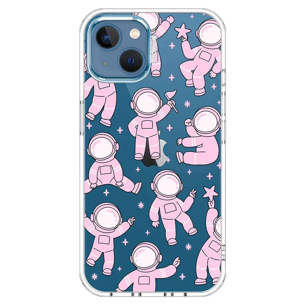 Pink Astronaut Phone Case - iPhone 13 Case Clear