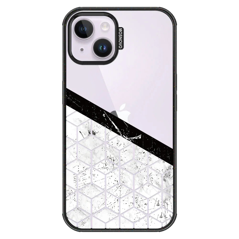 Marble Block Art Phone Case - iPhone 14 Plus Case Clear Black ShockStone