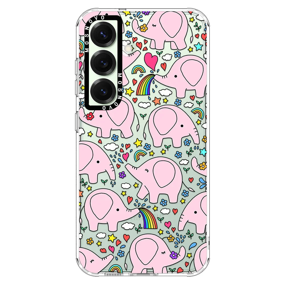 Cute Pink Elephant Phone Case - Samsung Galaxy S25 Case