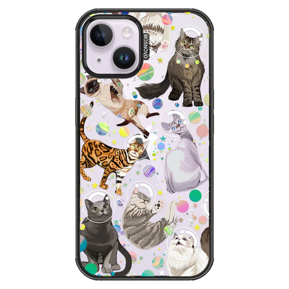 Space Cat Phone Case - iPhone 14 Case Clear Black ShockStone