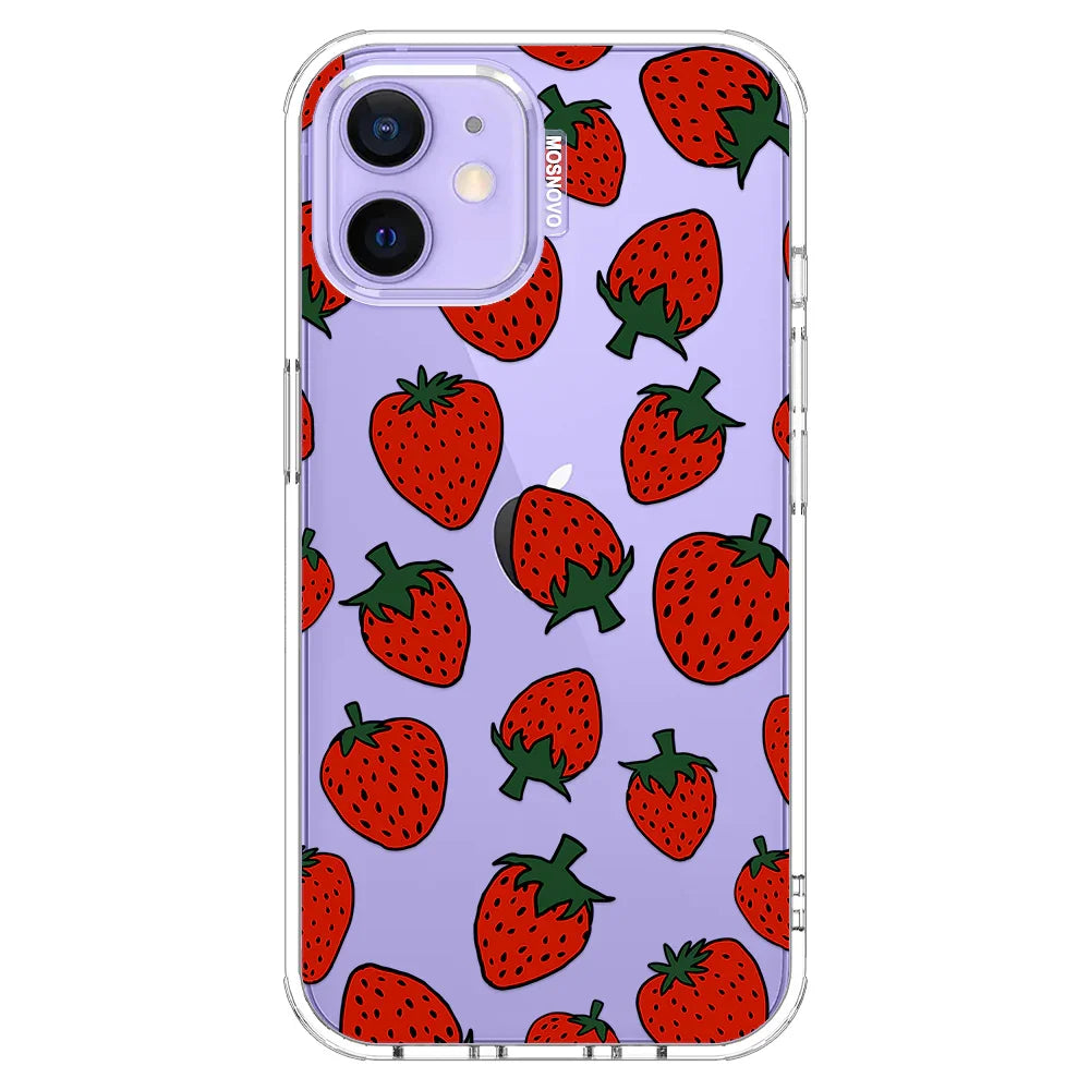 Red Strawberry Phone Case - iPhone 12 Case Clear