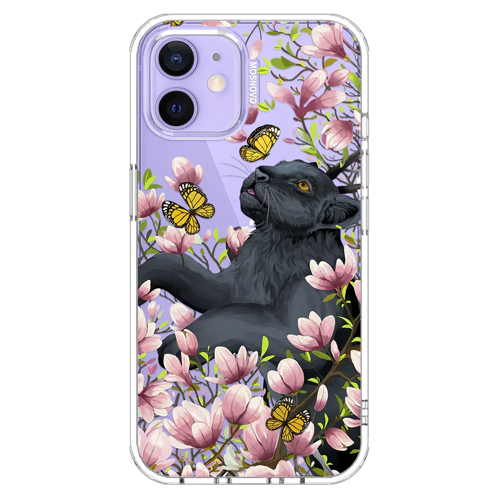 Black Leopard Garden Phone Case - iPhone 12 Case Clear
