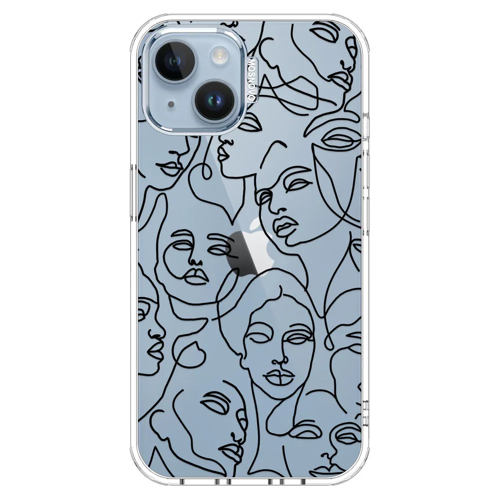 Abstract Face Line Art Phone Case - iPhone 14 Plus Case Clear
