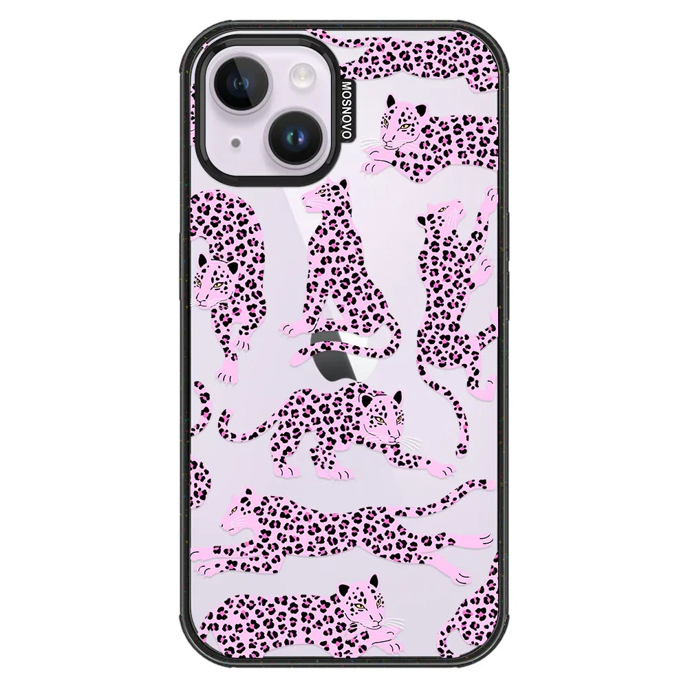 Pink Leopard Phone Case - iPhone 14 Case Clear Black ShockStone