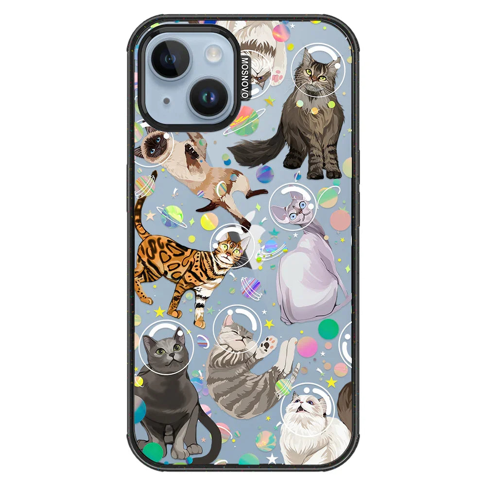 Space Cat Phone Case - iPhone 14 Case Clear Black ShockStone