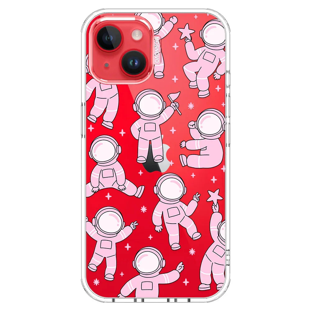 Pink Astronaut Phone Case - iPhone 13 Case Clear