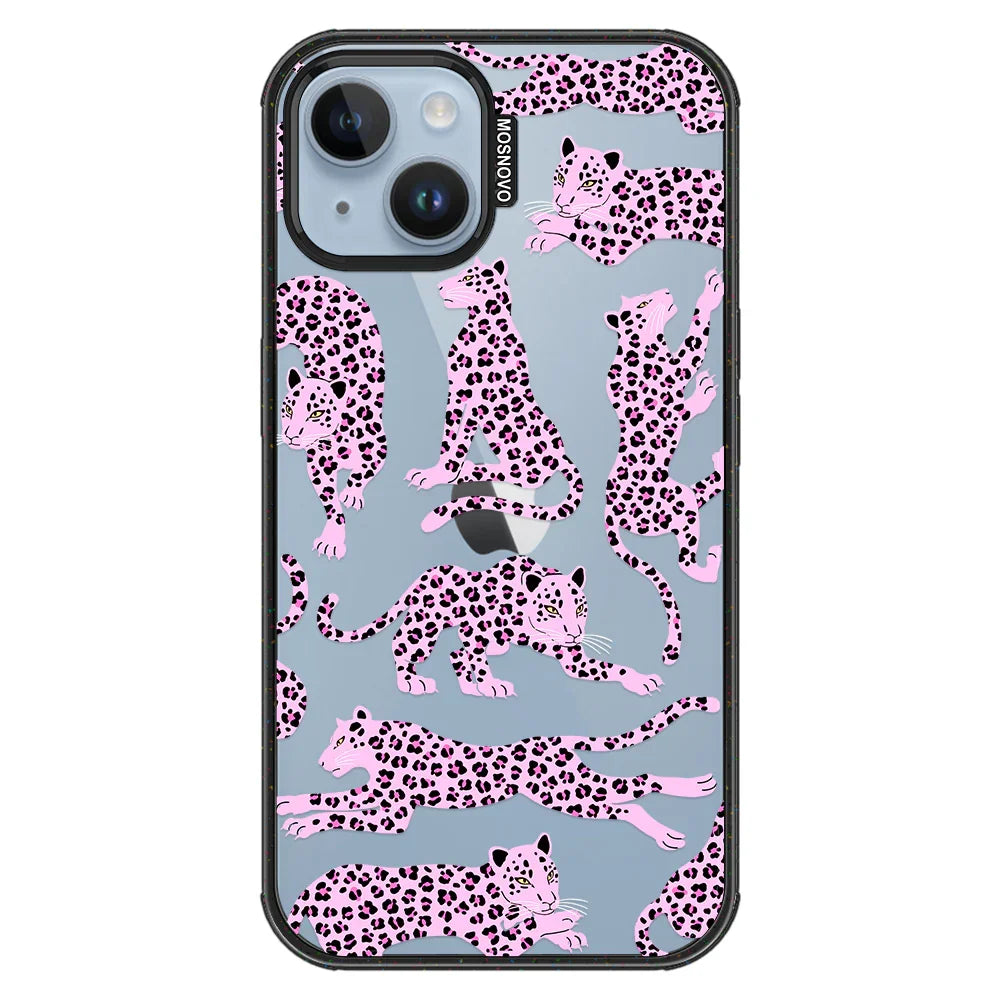 Pink Leopard Phone Case - iPhone 14 Case Clear Black ShockStone