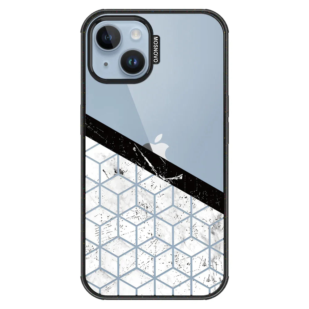 Marble Block Art Phone Case - iPhone 14 Plus Case Clear Black ShockStone