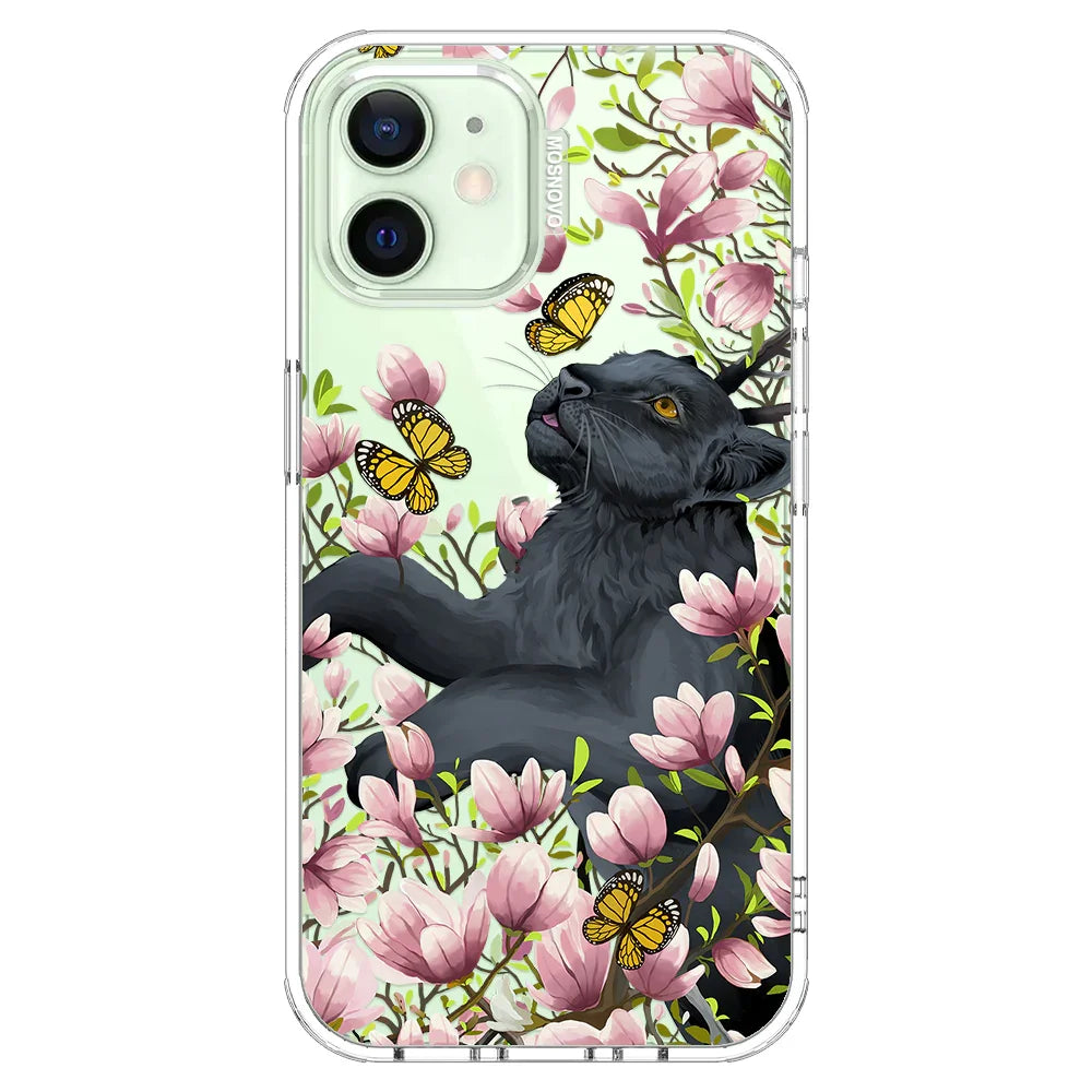 Black Leopard Garden Phone Case - iPhone 12 Case Clear