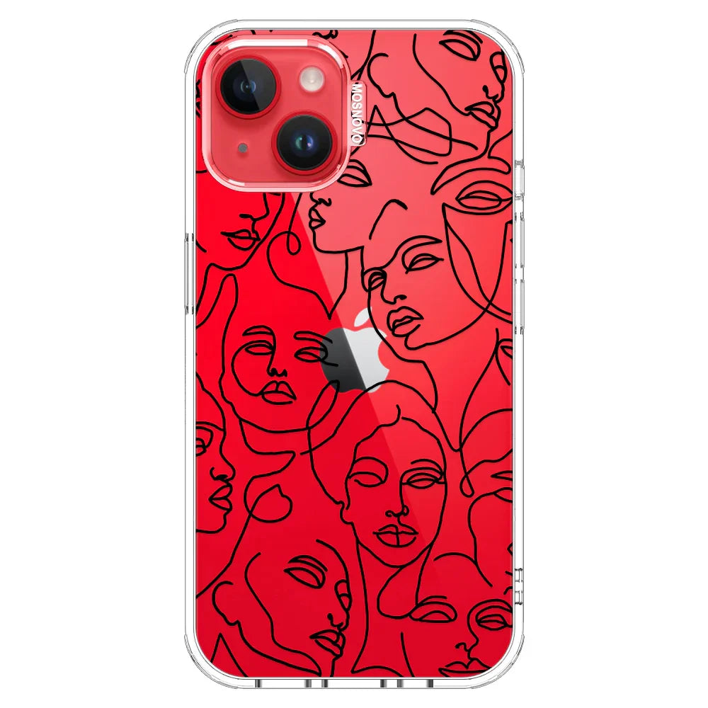Abstract Face Line Art Phone Case - iPhone 14 Plus Case Clear