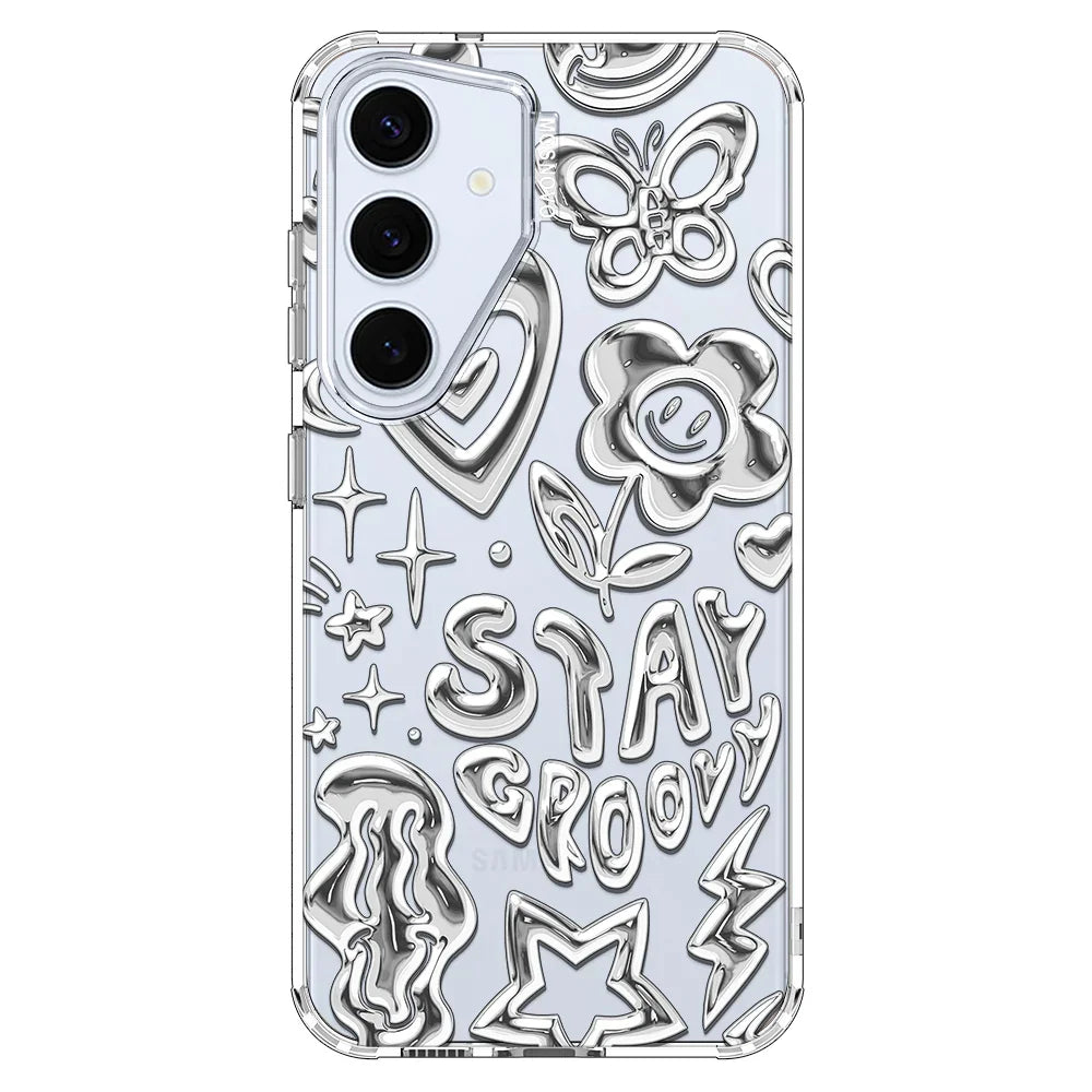 Silver Chrome Art (Flat Print) Phone Case - Samsung Galaxy S24 Case Clear