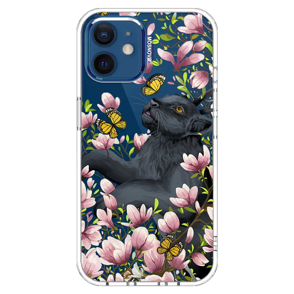 Black Leopard Garden Phone Case - iPhone 12 Case Clear