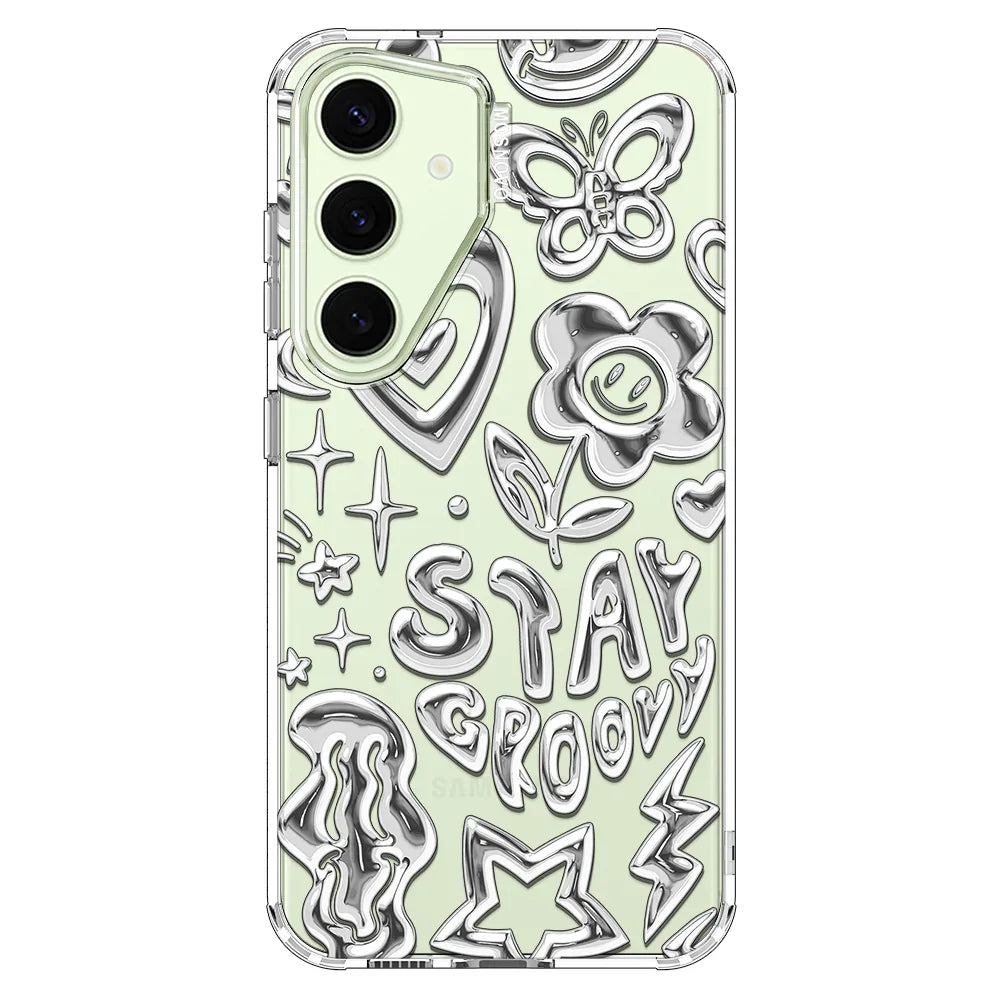 Silver Chrome Art (Flat Print) Phone Case - Samsung Galaxy S24 Case Clear